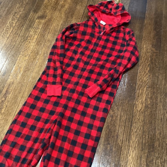 LIVE LOVE DREAM Buffalo Plaid Onesie Hooded Pajama - Picture 2 of 6